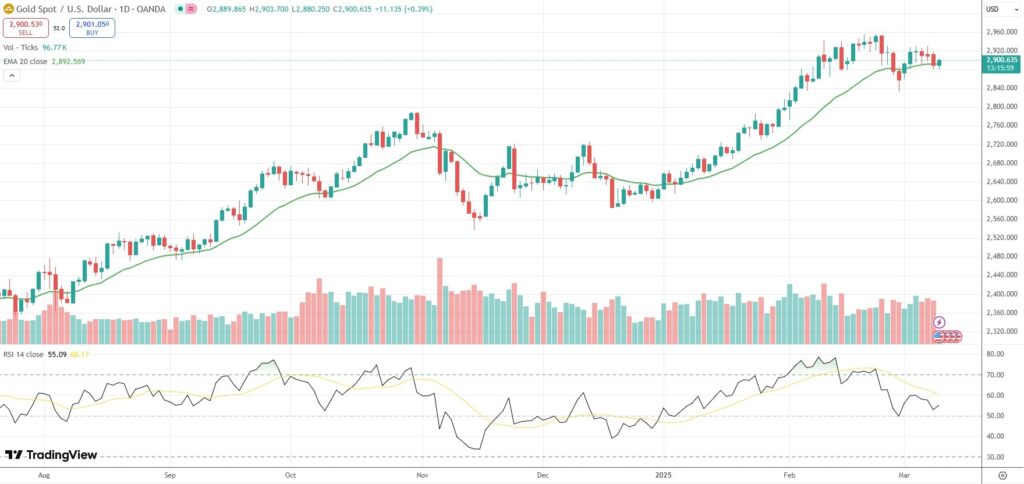 Spot Gold bounces back above the $2,900 level, off 1-week low.